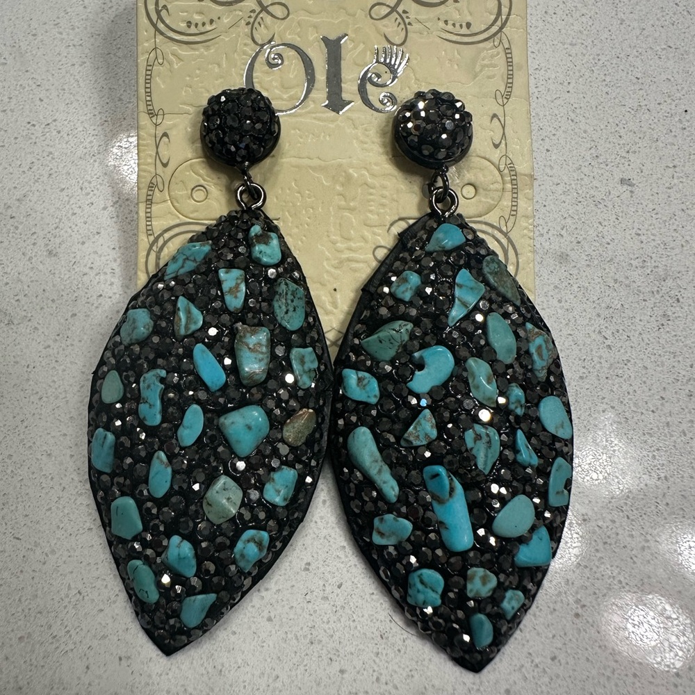 OLE EARRINGS BLACK AND TURQUOISE